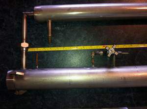 Just to give an idea if reflux condenser length, the bracing below was to help support the tap to control flow to the condenser at the top of the column.