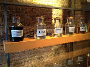 Bottles containing what I believe to be the various stages of production