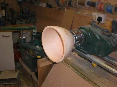 Bowl being hollowed