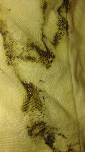 cloth with flakes/rust