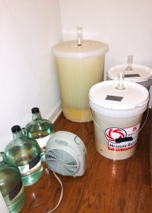 My Fermenting Closet. I had to split the 6 gallon mash into those two 5 gallon buckets.