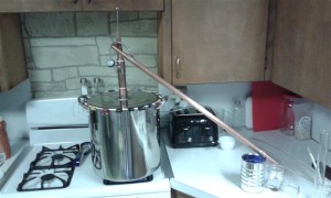 7.5 gallon pot still in action.