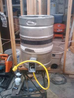 Element attached to keg