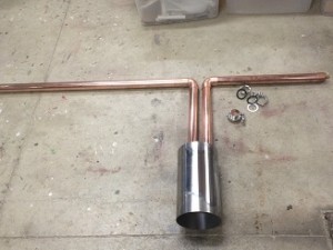 This has 2 ft. X 2 in. copper line runnig from the thumper too a 2 ft. X 2 in. pipe leading to a 1/2 in. id  worm