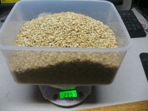 weighing barley malt