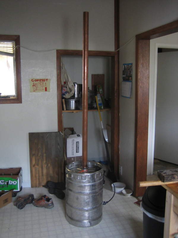 Keg boiler mated to column.
