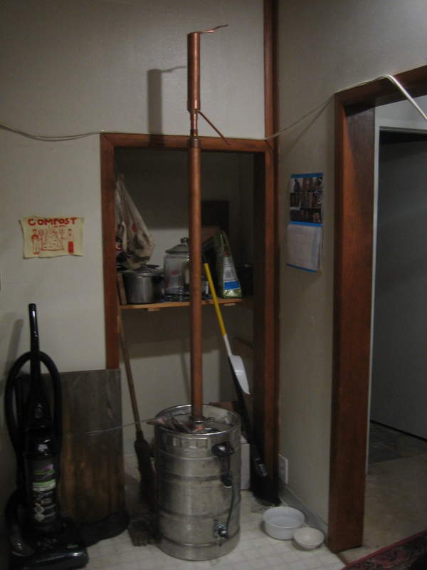 89&quot; from head to the ground.  Yowzer!  It's my methanol recovery device for my biodiesel processor, honest!