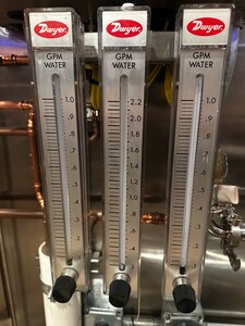 Flowmeters for 2 deplegamators and product condenser