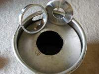 Cut keg, 6&quot; Tri-Clamp ferrule and 6&quot; Tri-Clamp cap